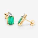 2.87 Carat Genuine Ethiopian Emerald and White Diamond 14K Yellow Gold Earrings-8