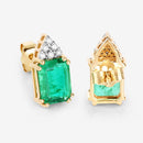 2.87 Carat Genuine Ethiopian Emerald and White Diamond 14K Yellow Gold Earrings-9