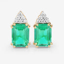 2.87 Carat Genuine Ethiopian Emerald and White Diamond 14K Yellow Gold Earrings-10