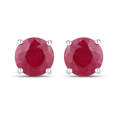 0.86 Carat Genuine Ruby 10K White Gold Earrings