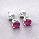 0.86 Carat Genuine Ruby 10K White Gold Earrings-4