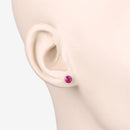 0.86 Carat Genuine Ruby 10K White Gold Earrings-5
