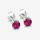0.86 Carat Genuine Ruby 10K White Gold Earrings-6