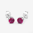 0.86 Carat Genuine Ruby 10K White Gold Earrings-7