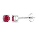 0.86 Carat Genuine Ruby 10K White Gold Earrings-2