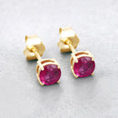 0.86 Carat Genuine Ruby 10K Yellow Gold Earrings-4