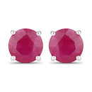 0.86 Carat Genuine Ruby 14K White Gold Earrings-1