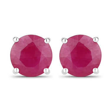0.86 Carat Genuine Ruby 14K White Gold Earrings