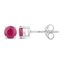 0.86 Carat Genuine Ruby 14K White Gold Earrings-2