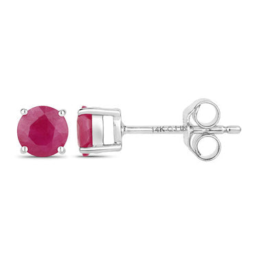 0.86 Carat Genuine Ruby 14K White Gold Earrings - 0