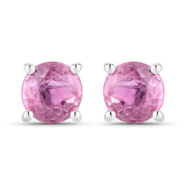 1.30 Carat Genuine Pink Sapphire 10K White Gold Earrings