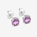 1.30 Carat Genuine Pink Sapphire 10K White Gold Earrings-6