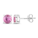 1.30 Carat Genuine Pink Sapphire 10K White Gold Earrings-2
