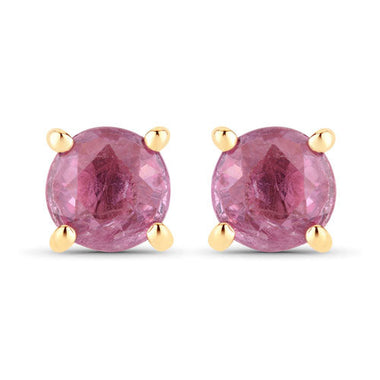 1.30 Carat Genuine Pink Sapphire 10K Yellow Gold Earrings