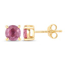 1.30 Carat Genuine Pink Sapphire 10K Yellow Gold Earrings-2