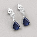 2.76 Carat Genuine Blue Sapphire and White Diamond 10K White Gold Earrings-4