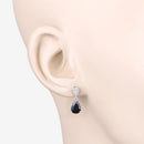 2.76 Carat Genuine Blue Sapphire and White Diamond 10K White Gold Earrings-5
