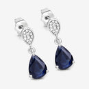2.76 Carat Genuine Blue Sapphire and White Diamond 10K White Gold Earrings-6