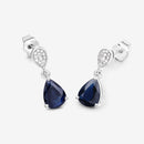 2.76 Carat Genuine Blue Sapphire and White Diamond 10K White Gold Earrings-7