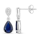 2.76 Carat Genuine Blue Sapphire and White Diamond 10K White Gold Earrings-2