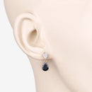 2.76 Carat Genuine Blue Sapphire and White Diamond 10K Yellow Gold Earrings-5