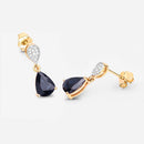 2.76 Carat Genuine Blue Sapphire and White Diamond 10K Yellow Gold Earrings-8