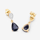 2.76 Carat Genuine Blue Sapphire and White Diamond 10K Yellow Gold Earrings-9
