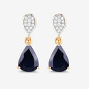 2.76 Carat Genuine Blue Sapphire and White Diamond 10K Yellow Gold Earrings-10