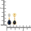 2.76 Carat Genuine Blue Sapphire and White Diamond 14K Yellow Gold Earrings-3