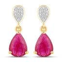 2.46 Carat Genuine Ruby and White Diamond 10K Yellow Gold Earrings-1