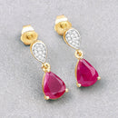 2.46 Carat Genuine Ruby and White Diamond 10K Yellow Gold Earrings-4