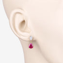 2.46 Carat Genuine Ruby and White Diamond 10K Yellow Gold Earrings-5