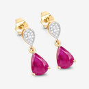 2.46 Carat Genuine Ruby and White Diamond 10K Yellow Gold Earrings-6
