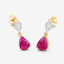 2.46 Carat Genuine Ruby and White Diamond 10K Yellow Gold Earrings-7