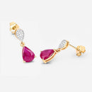 2.46 Carat Genuine Ruby and White Diamond 10K Yellow Gold Earrings-8