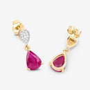 2.46 Carat Genuine Ruby and White Diamond 10K Yellow Gold Earrings-9