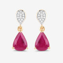 2.46 Carat Genuine Ruby and White Diamond 10K Yellow Gold Earrings-10