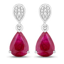 2.46 Carat Genuine Ruby and White Diamond 14K White Gold Earrings-1