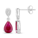 2.46 Carat Genuine Ruby and White Diamond 14K White Gold Earrings-2