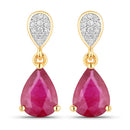 2.46 Carat Genuine Ruby and White Diamond 14K Yellow Gold Earrings-1