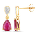 2.46 Carat Genuine Ruby and White Diamond 14K Yellow Gold Earrings-2