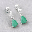 2.28 Carat Genuine Zambian Emerald and White Diamond 10K White Gold Earrings-4