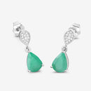2.28 Carat Genuine Zambian Emerald and White Diamond 10K White Gold Earrings-7
