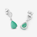 2.28 Carat Genuine Zambian Emerald and White Diamond 10K White Gold Earrings-9
