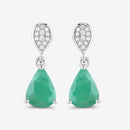 2.28 Carat Genuine Zambian Emerald and White Diamond 10K White Gold Earrings-10