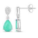 2.28 Carat Genuine Zambian Emerald and White Diamond 10K White Gold Earrings-2