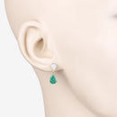 2.28 Carat Genuine Zambian Emerald and White Diamond 10K Yellow Gold Earrings-5