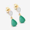 2.28 Carat Genuine Zambian Emerald and White Diamond 10K Yellow Gold Earrings-6