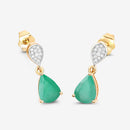 2.28 Carat Genuine Zambian Emerald and White Diamond 10K Yellow Gold Earrings-7