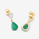 2.28 Carat Genuine Zambian Emerald and White Diamond 10K Yellow Gold Earrings-8
